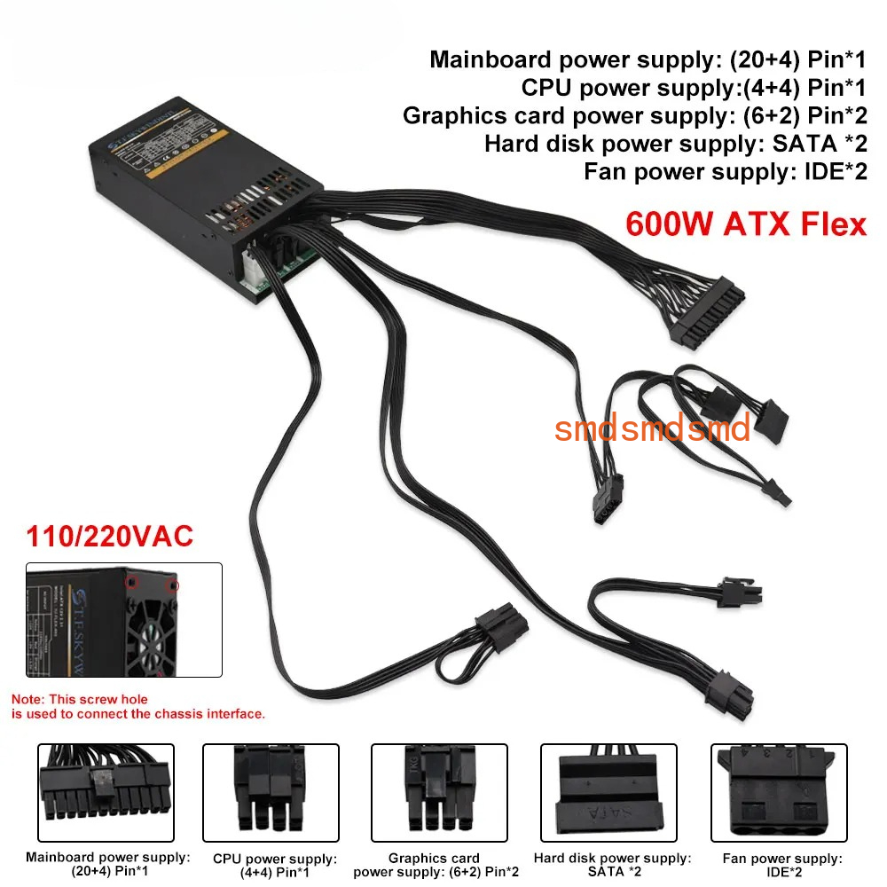 แหล่งจ่ายไฟแบบโมดูลาร์ 600W ขน - Atx Power Supply 1U Flex 500W บทวิจารณ์และราคา